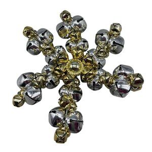 Christmas bell silver gold star tree ornament jingle 5.5" decoration READ